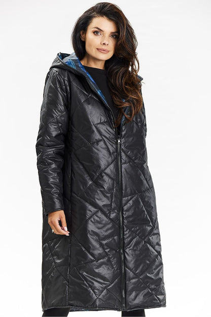 Quilted Hooded Coat with Reversible Leaf Design - Michelle & Kenza Co.