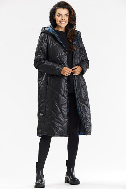 Quilted Hooded Coat with Reversible Leaf Design - Michelle & Kenza Co.