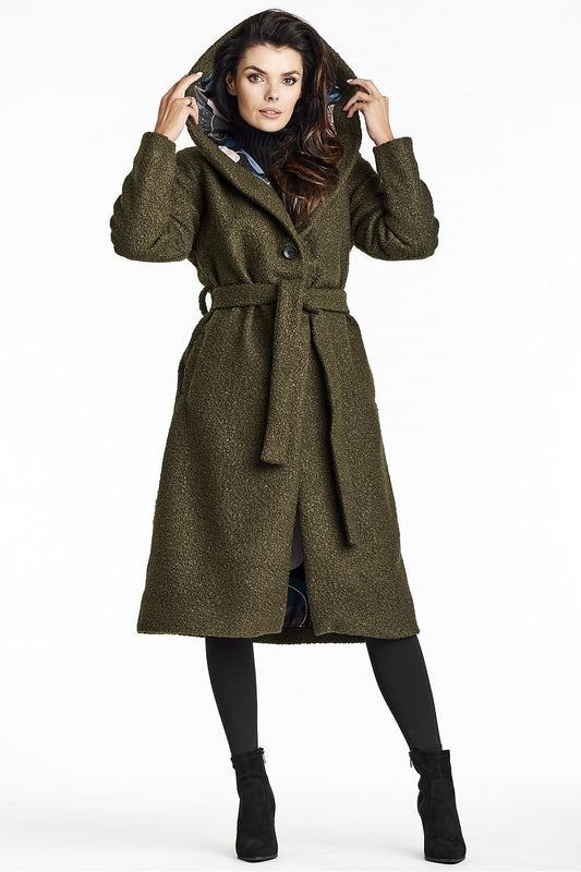 Bouclé Coat with Shawl Collar and Hood - Michelle & Kenza Co.