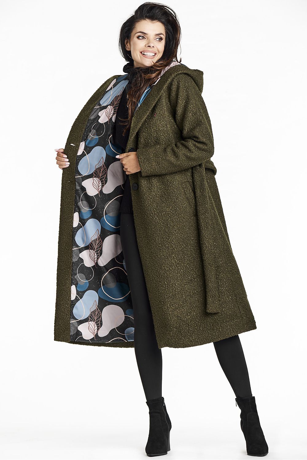 Bouclé Coat with Shawl Collar and Hood - Michelle & Kenza Co.