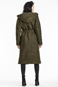 Bouclé Coat with Shawl Collar and Hood - Michelle & Kenza Co.