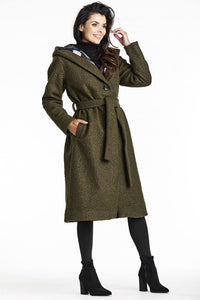 Bouclé Coat with Shawl Collar and Hood - Michelle & Kenza Co.