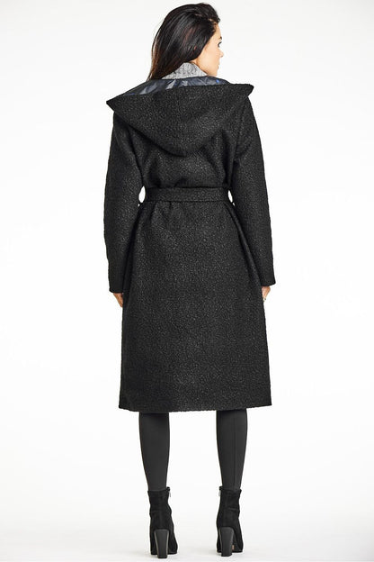 Bouclé Coat with Shawl Collar and Hood - Michelle & Kenza Co.