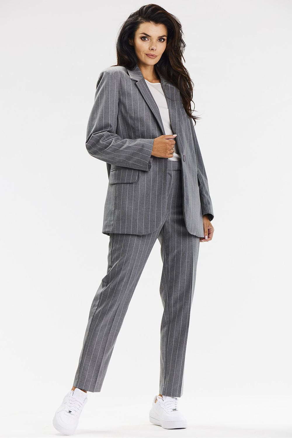 Viscose Blazer with Striped Design - Michelle & Kenza Co.