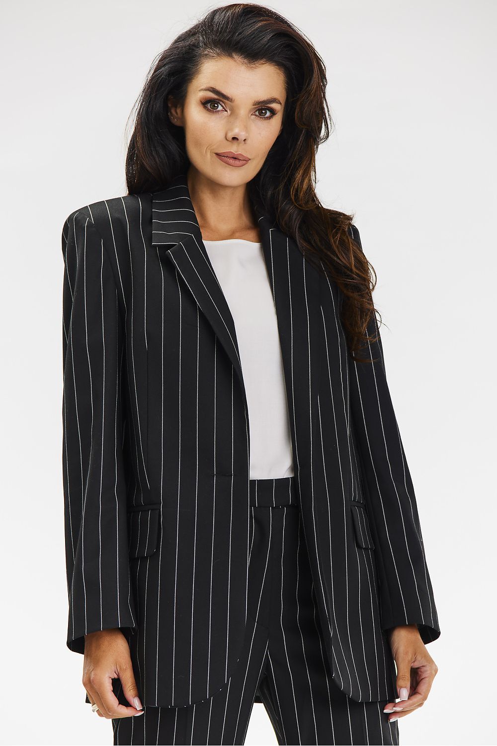 Viscose Blazer with Striped Design - Michelle & Kenza Co.