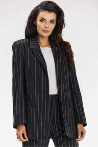 Viscose Blazer with Striped Design - Michelle & Kenza Co.