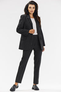 Viscose Blazer with Striped Design - Michelle & Kenza Co.