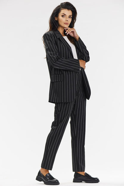 Viscose Blazer with Striped Design - Michelle & Kenza Co.