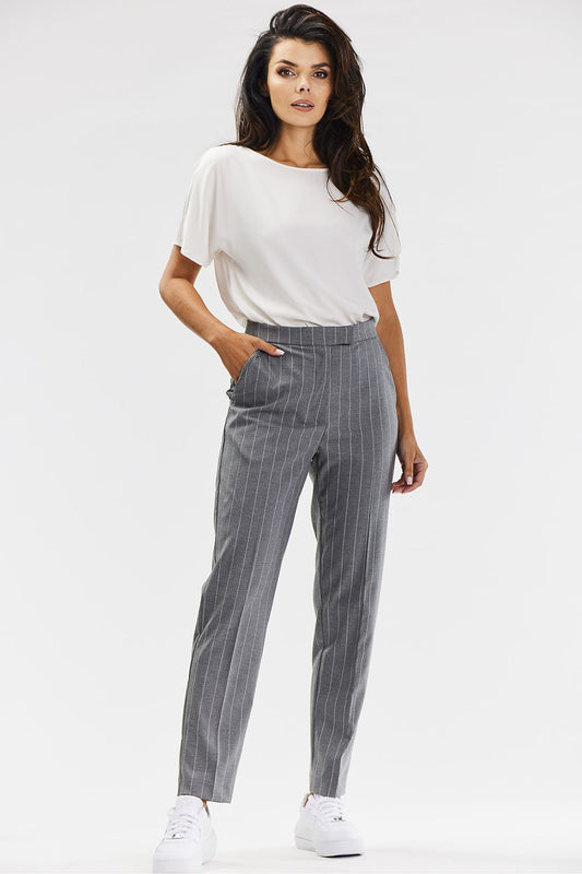 Viscose Cigarette Pants with White Pinstripe - Michelle & Kenza Co.