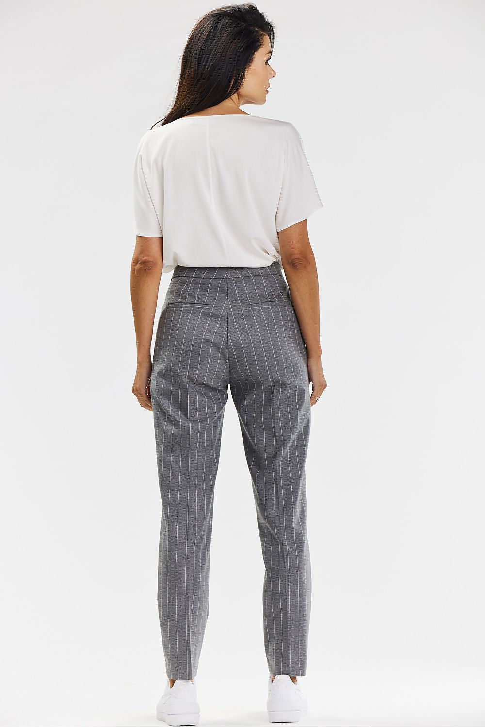 Viscose Cigarette Pants with White Pinstripe - Michelle & Kenza Co.