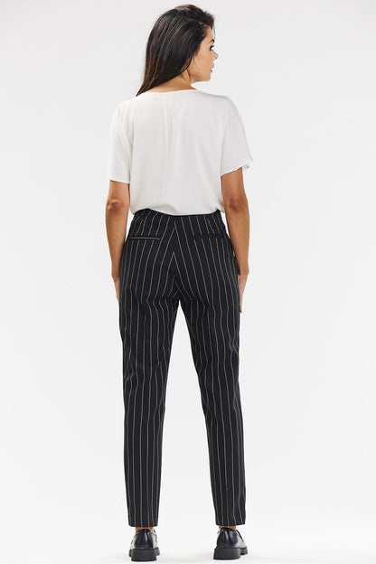 Viscose Cigarette Pants with White Pinstripe - Michelle & Kenza Co.