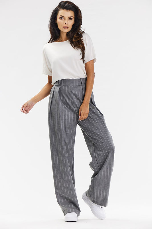 Viscose Wide-Leg Pants with White Stripe - Michelle & Kenza Co.