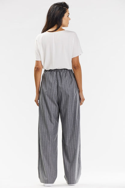 Viscose Wide-Leg Pants with White Stripe - Michelle & Kenza Co.