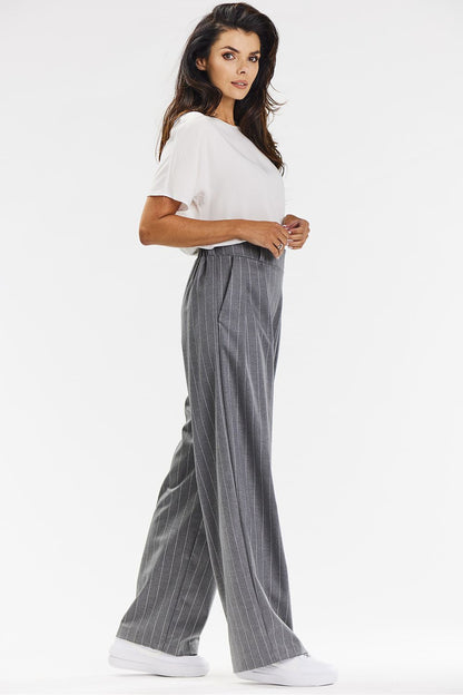 Viscose Wide-Leg Pants with White Stripe - Michelle & Kenza Co.