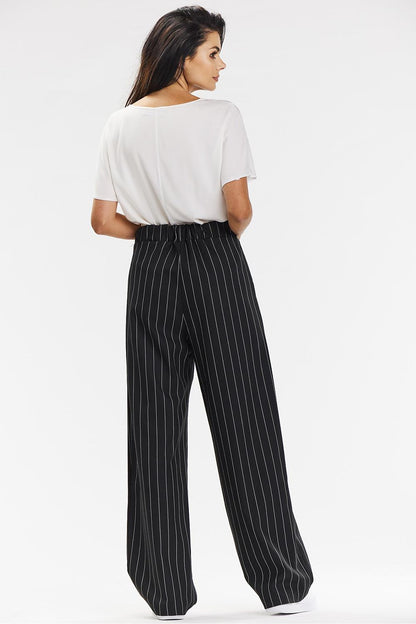 Viscose Wide-Leg Pants with White Stripe - Michelle & Kenza Co.