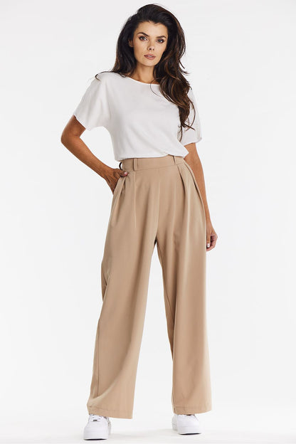 Taupe Wide-Leg Trousers for Comfort