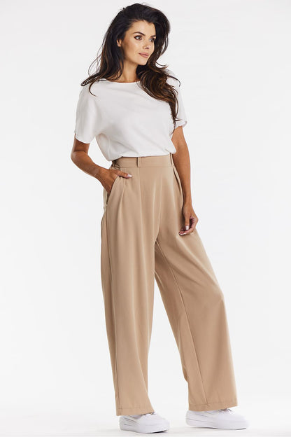 Taupe Wide-Leg Trousers for Comfort