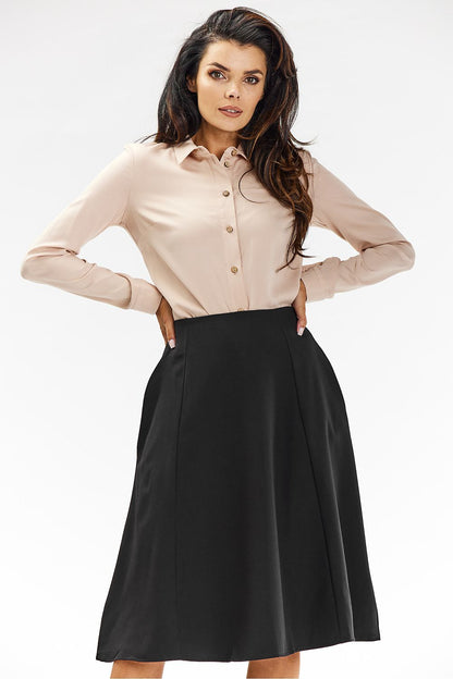 Viscose Midi Skirt with Flared Cut - Michelle & Kenza Co.