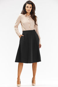 Viscose Midi Skirt with Flared Cut - Michelle & Kenza Co.