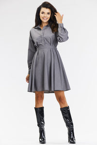 Viscose Shirt Dress with Flared Hem - Michelle & Kenza Co.