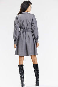 Viscose Shirt Dress with Flared Hem - Michelle & Kenza Co.