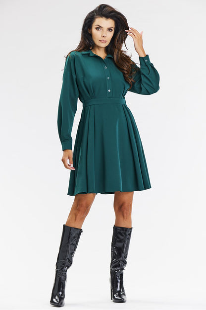 Viscose Shirt Dress with Flared Hem - Michelle & Kenza Co.