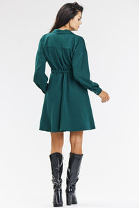 Viscose Shirt Dress with Flared Hem - Michelle & Kenza Co.