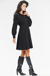 Elegant Shirt Dress - Flared Hem