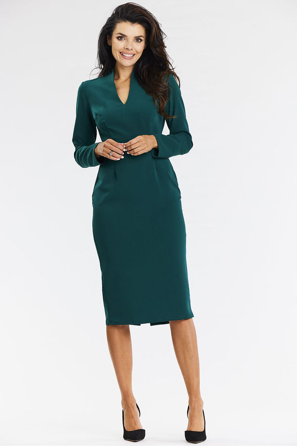 Viscose Midi Dress with V Neckline - Michelle & Kenza Co.