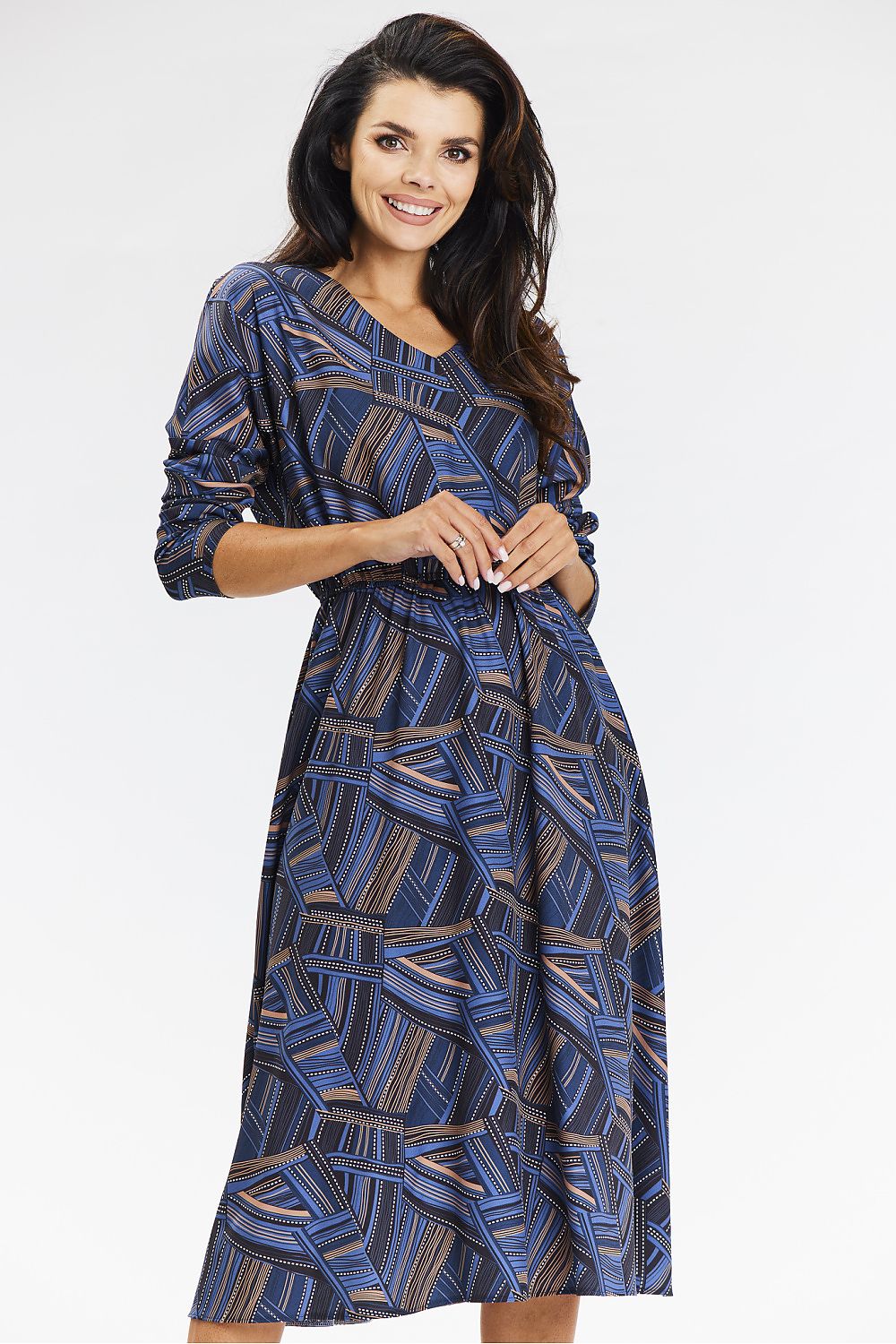 Chic Kimono Midi Dress with V Neckline - Michelle & Kenza Co.