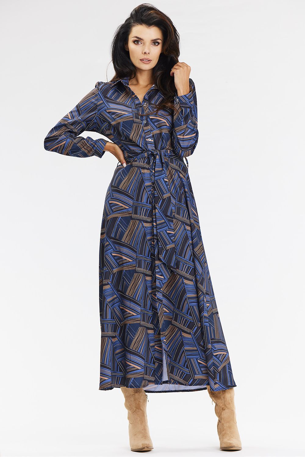 Chic Shirt Maxi Dress with Sash Tie - Michelle & Kenza Co.