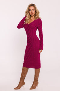 Yarn Sweater Dress with V-Neckline - Michelle & Kenza Co.