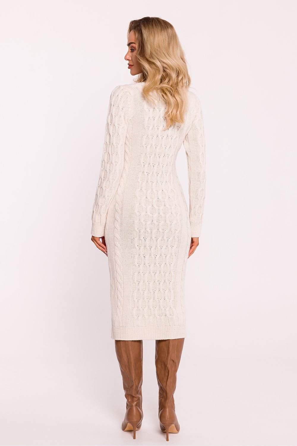 Yarn Sweater Dress with V-Neckline - Michelle & Kenza Co.