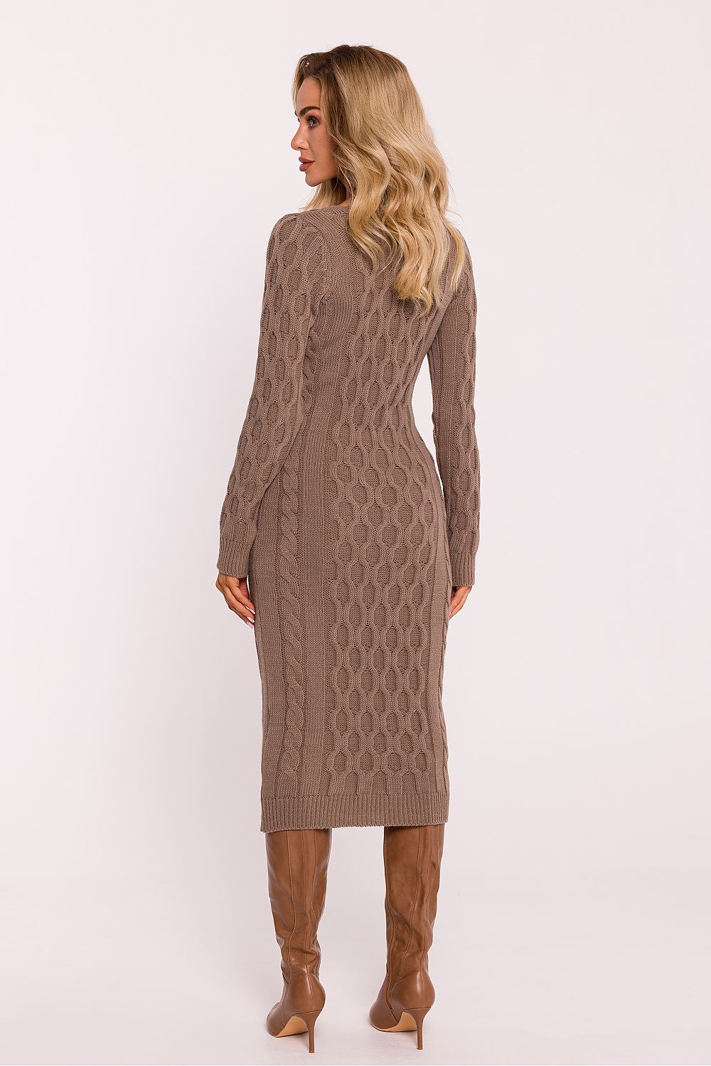 Yarn Sweater Dress with V-Neckline - Michelle & Kenza Co.