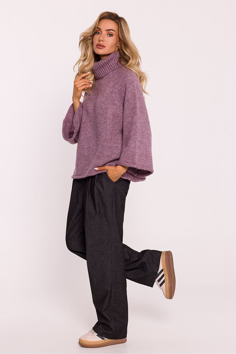 Soft Pile Turtleneck Sweater with Oversized Sleeves - Michelle & Kenza Co.