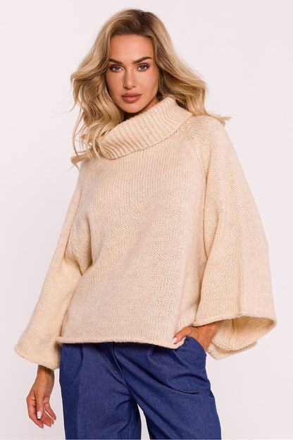 Soft Pile Turtleneck Sweater with Oversized Sleeves - Michelle & Kenza Co.