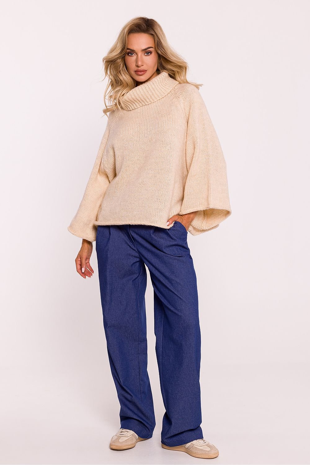 Soft Pile Turtleneck Sweater with Oversized Sleeves - Michelle & Kenza Co.