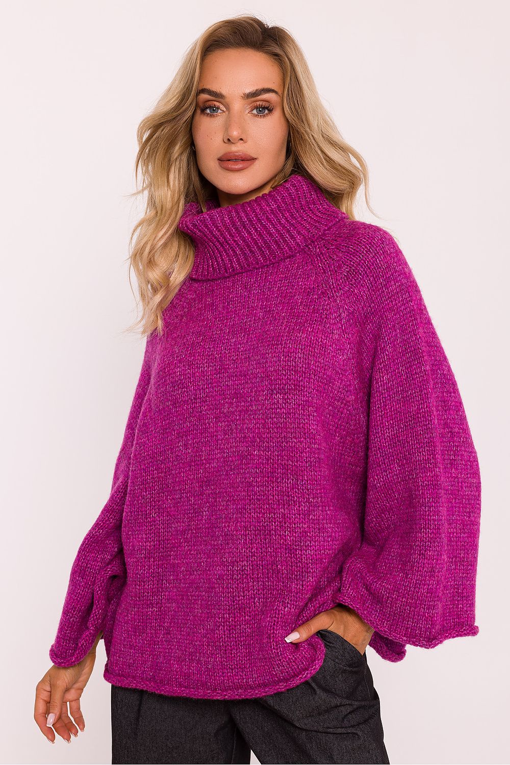 Soft Pile Turtleneck Sweater with Oversized Sleeves - Michelle & Kenza Co.