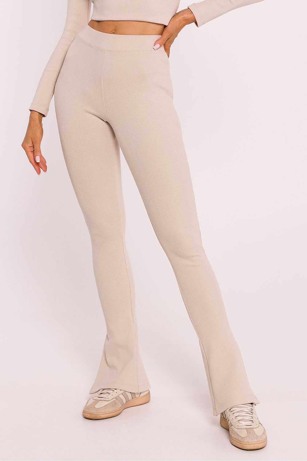 Ribbed Cotton Leggings with Side Slits - Michelle & Kenza Co.