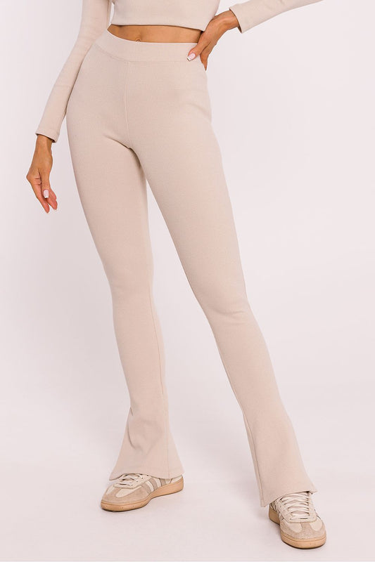 Ribbed Cotton Leggings with Side Slits - Michelle & Kenza Co.