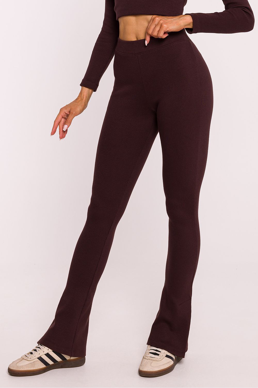 Ribbed Cotton Leggings with Side Slits - Michelle & Kenza Co.