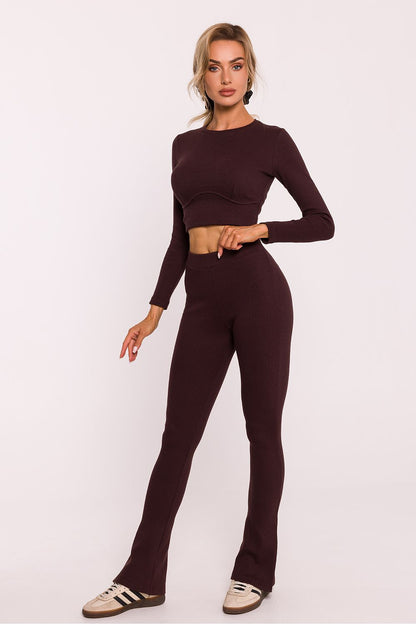 Ribbed Cotton Leggings with Side Slits - Michelle & Kenza Co.