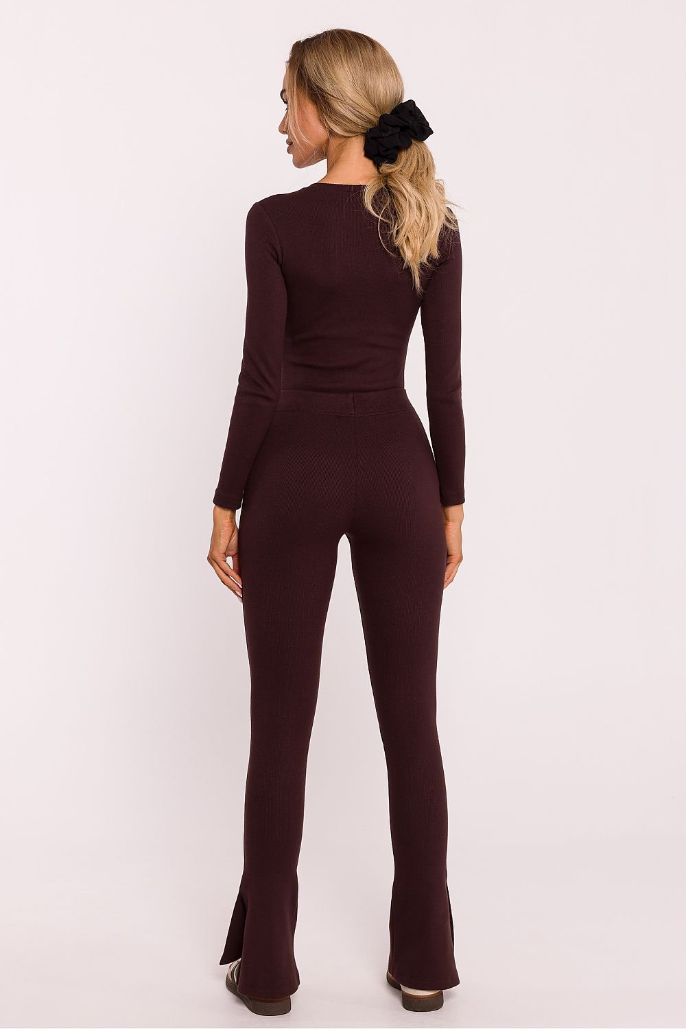 Ribbed Cotton Leggings with Side Slits - Michelle & Kenza Co.