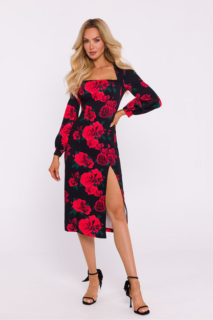 Crimson Midi Dress with Romantic Sleeves - Michelle & Kenza Co.