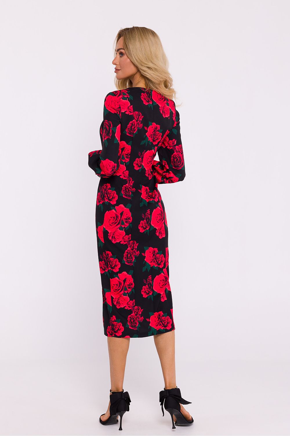 Crimson Midi Dress with Romantic Sleeves - Michelle & Kenza Co.