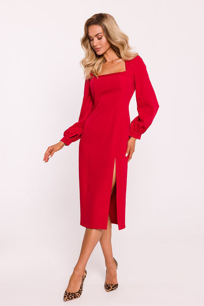 Crimson Daydress with High Slit - Michelle & Kenza Co.