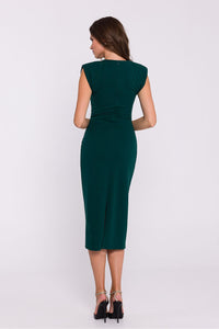 Stretch Knit Midi Dress with Delicate Shoulder Pads - Michelle & Kenza Co.