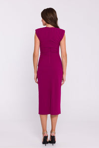 Stretch Knit Midi Dress with Delicate Shoulder Pads - Michelle & Kenza Co.