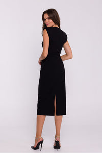 Stretch Knit Midi Dress with Delicate Shoulder Pads - Michelle & Kenza Co.