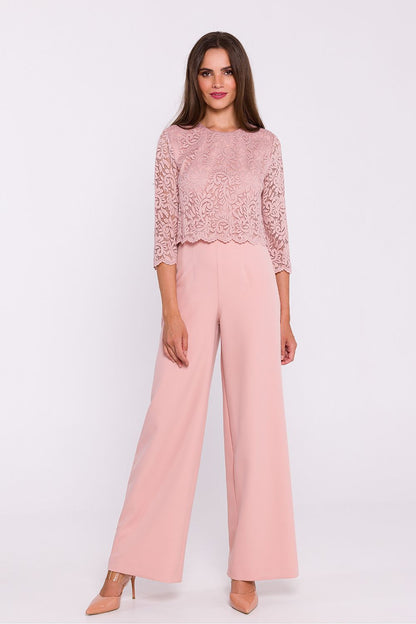 Lace Jumpsuit with Wide Legs - Michelle & Kenza Co.